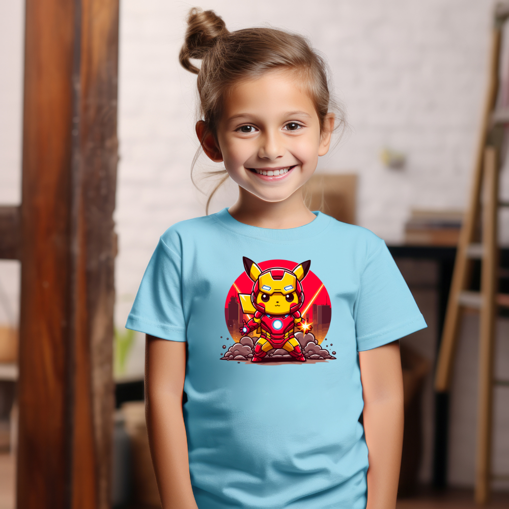 Camiseta Infanto Juvenil Personagens Pokemon Personagem Homem de Ferro