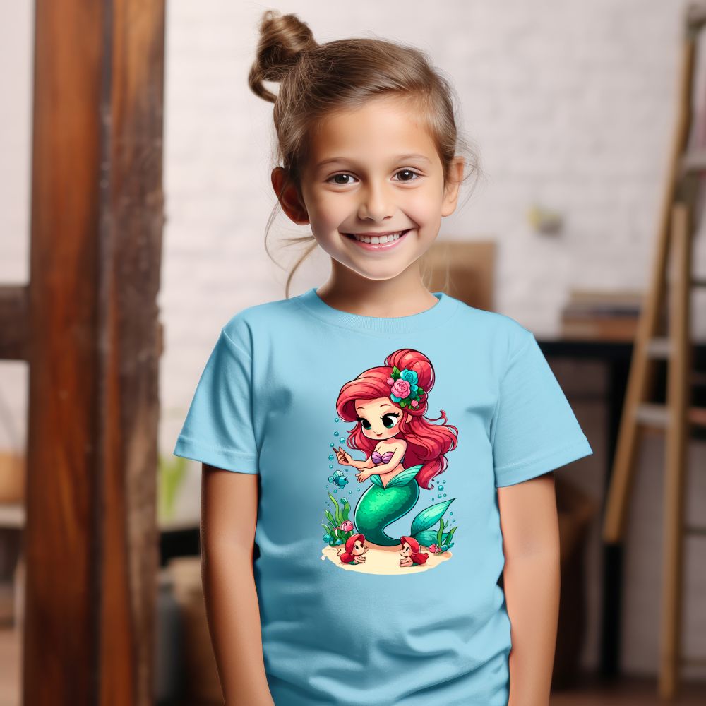 Camiseta Infanto Juvenil Personagens Feminina Sereia Ariel