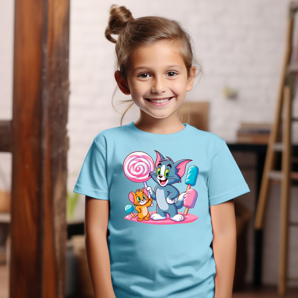 Camiseta Infanto Juvenil Personagens Tom e Jerry Desenho kids