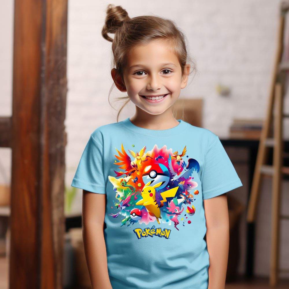 Camiseta Infanto Juvenil Personagens Pokémon Pokebola Games