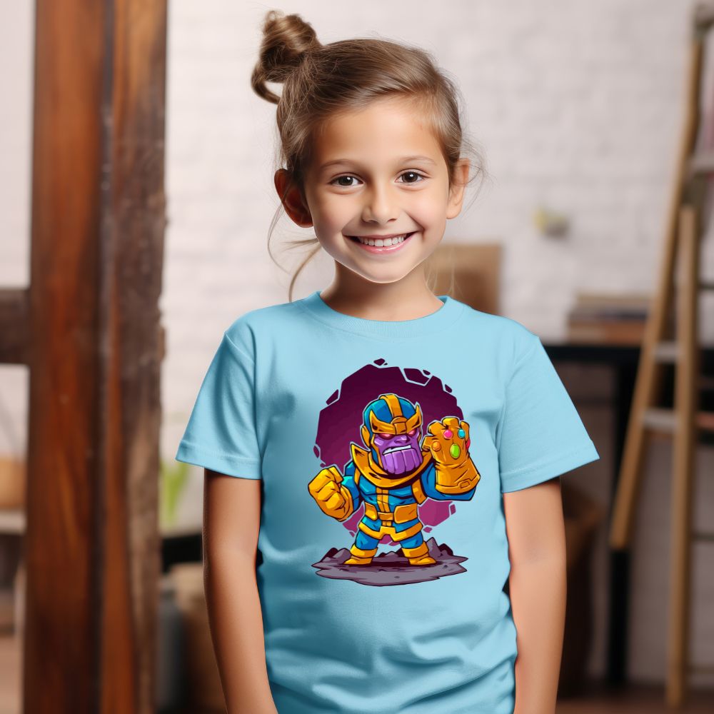 Camiseta Infanto Juvenil Personagens Super Heróis Thanos Vilão
