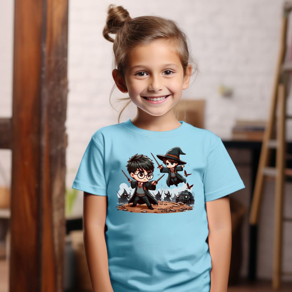 Camiseta Infanto Juvenil Personagens Harry Potter Varinha Mágica