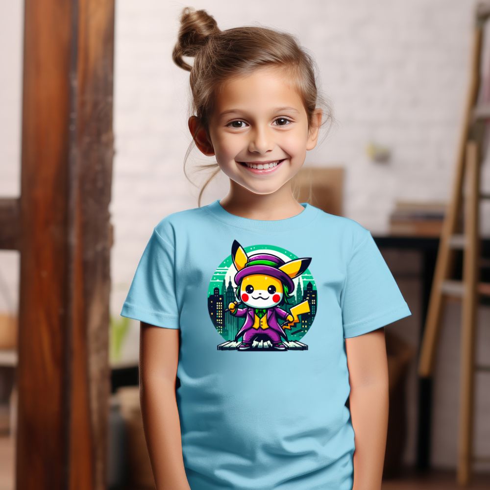 Camiseta Infanto Juvenil Personagens Pikachu Super Heróis Coringa Joker