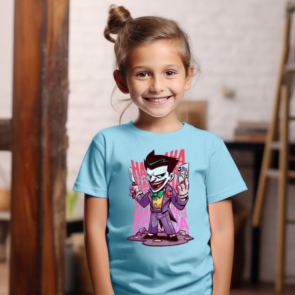 Camiseta Infanto Juvenil Personagens Super Heróis Coringa Vilão