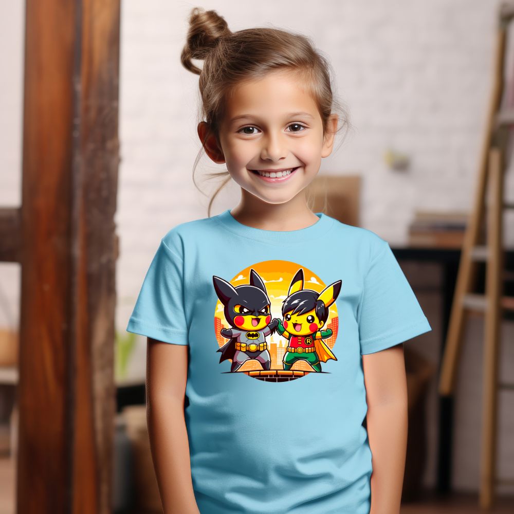 Camiseta Infanto Juvenil Personagens Pikachu Super Heróis