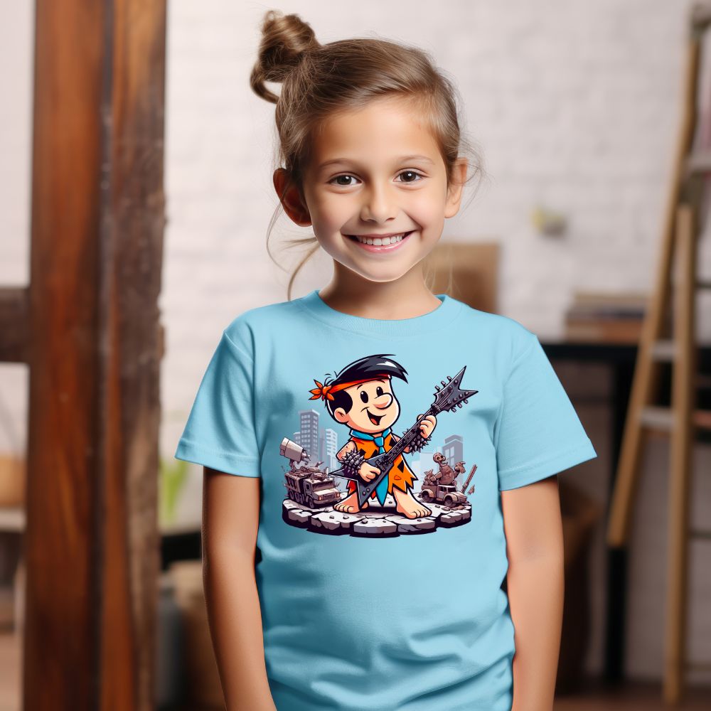 Camiseta Infanto Juvenil Personagens Baby Fred Guitarra The Flintstones
