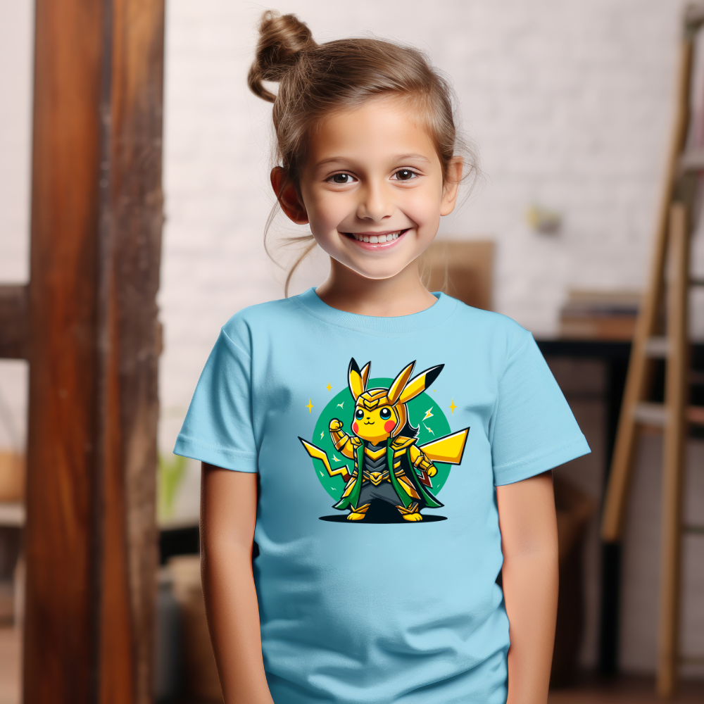 Camiseta Infanto Juvenil Personagens Pikachu Personagem Loki vilão