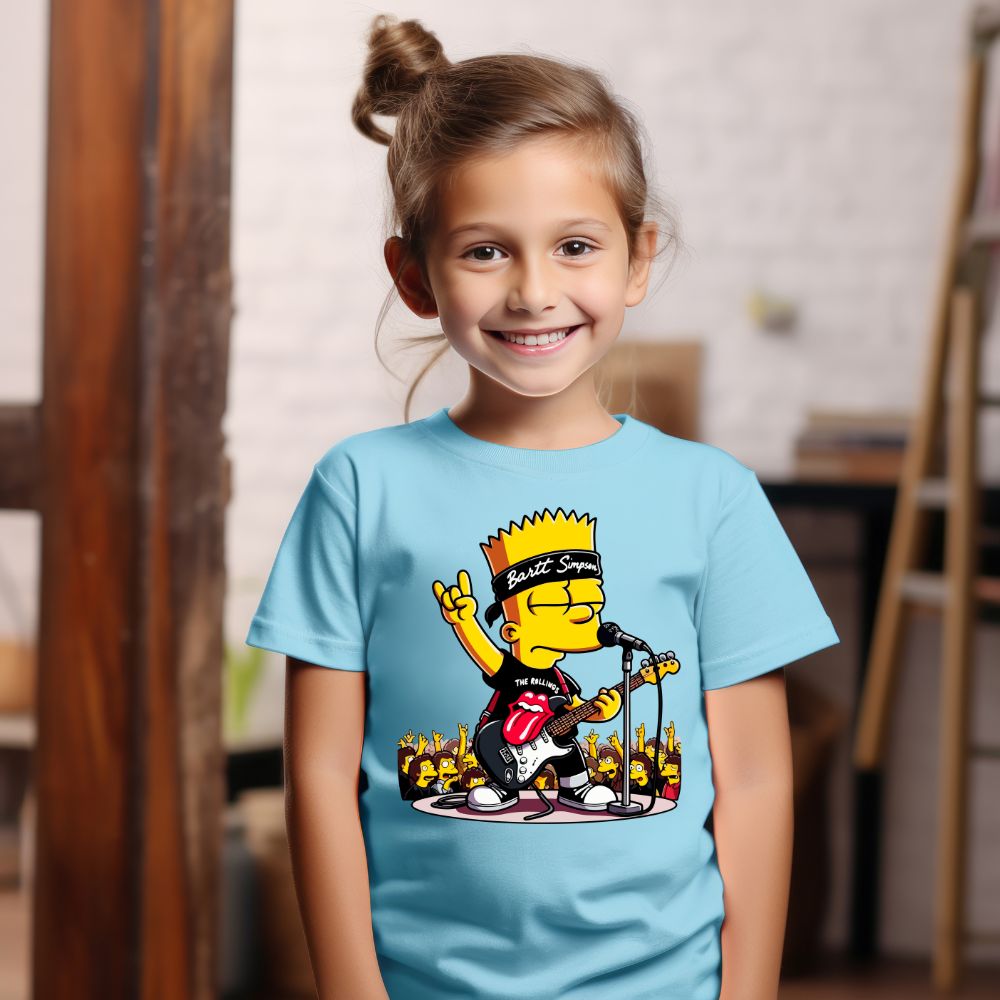 Camiseta Infanto Juvenil Personagens Bart Simpsons Rock Roll 01
