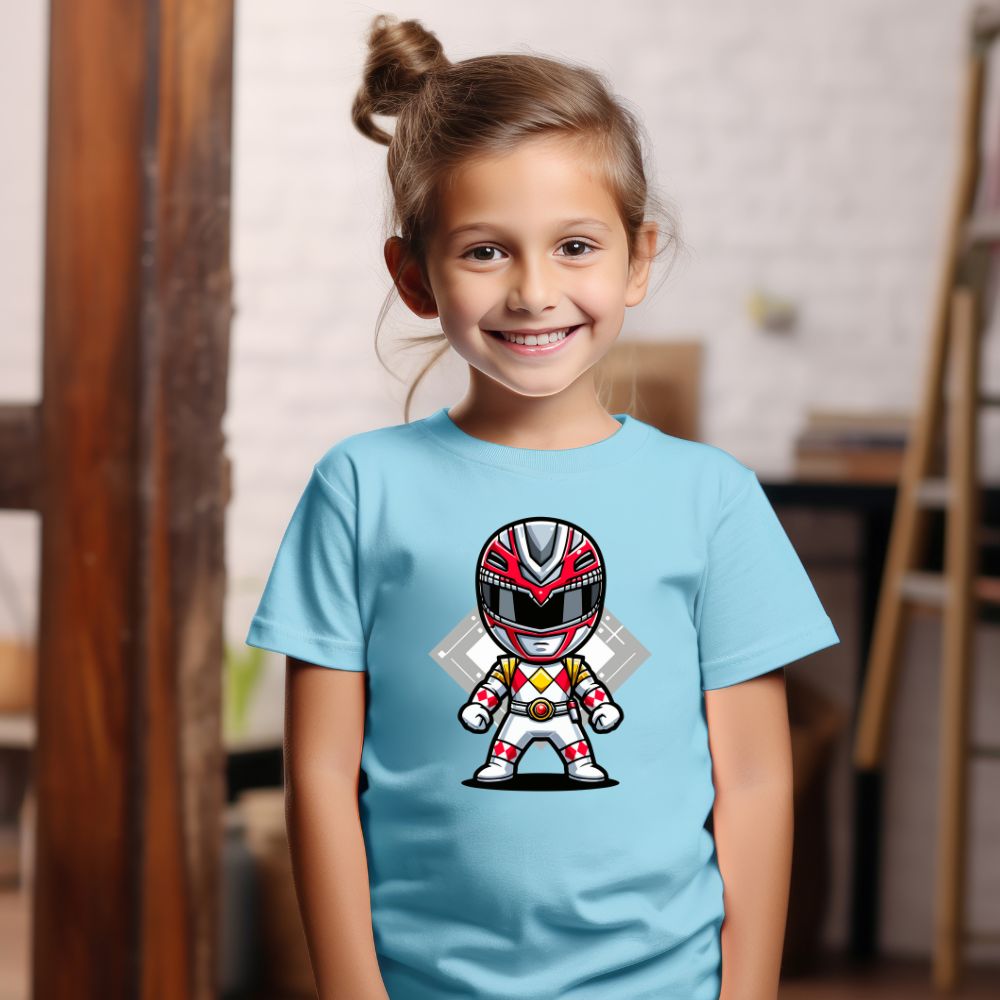 Camiseta Infanto Juvenil Personagens Power Rangers Branco