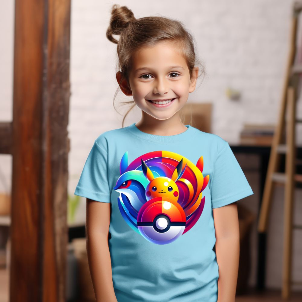 Camiseta Infanto Juvenil Personagens Pikachu Pokémon Vintage Pokebola