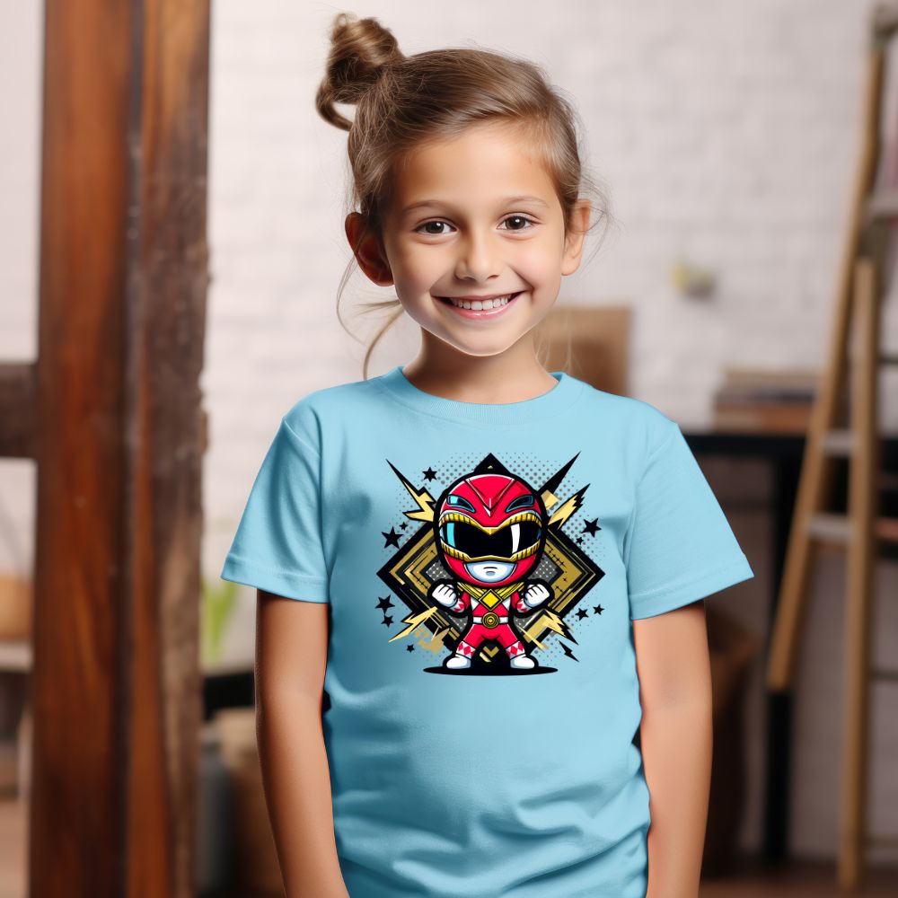 Camiseta Infanto Juvenil Personagens Power Rangers Vermelho