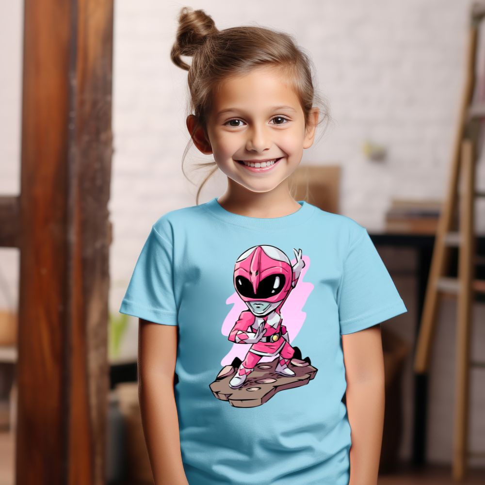Camiseta Infanto Juvenil Personagens Power Rangers Rosa