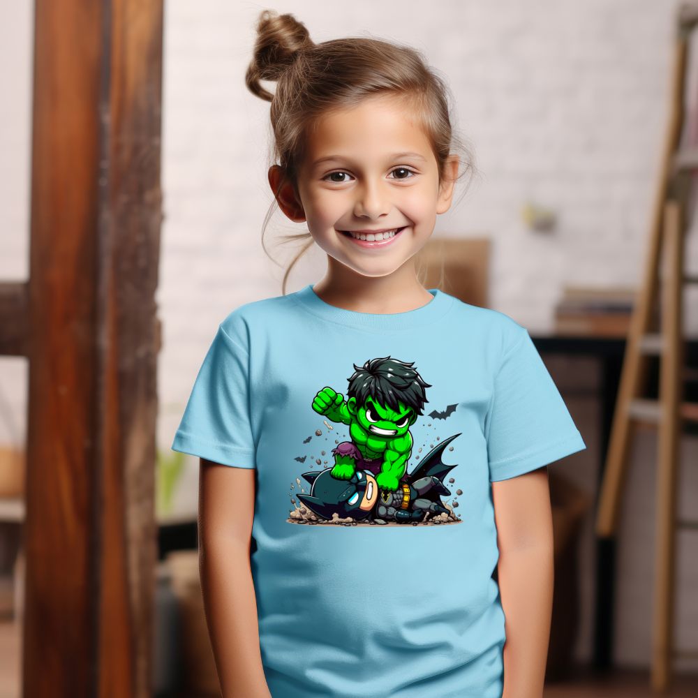 Camiseta Infanto Juvenil Personagens Super Heróis Hulk vs Batman