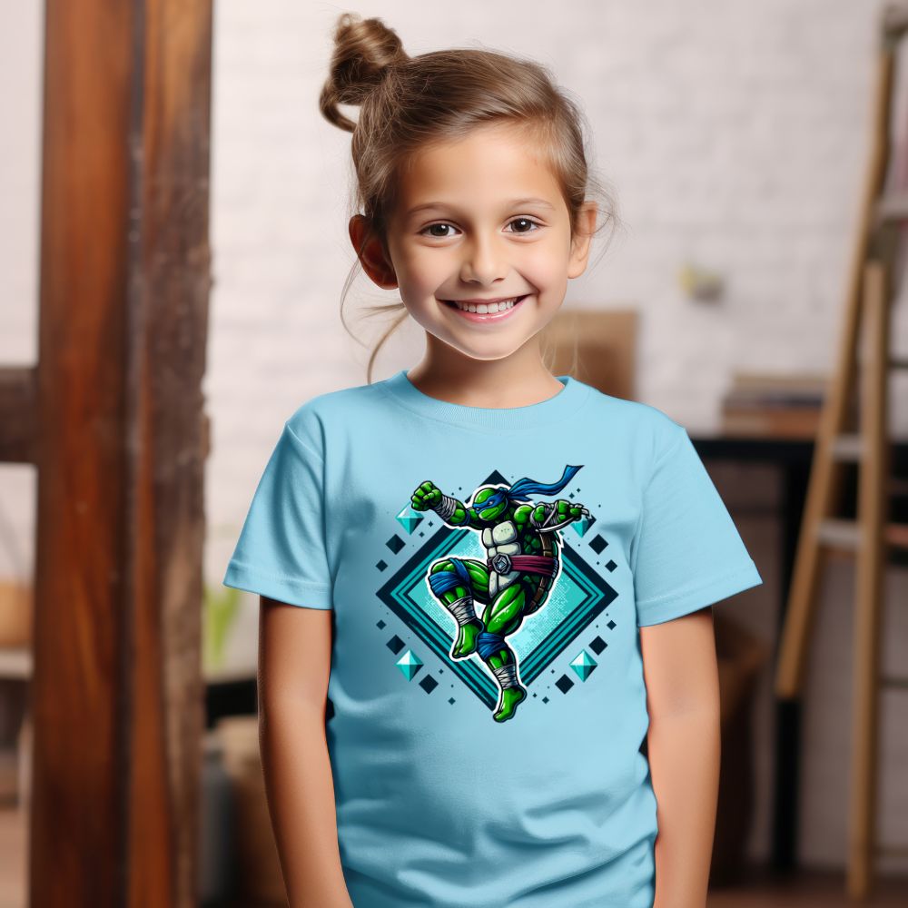 Camiseta Infanto Juvenil Personagens Tartarugas Ninjas Leonardo