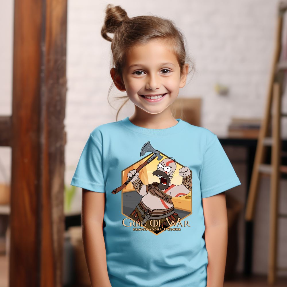 Camiseta Infanto Juvenil Personagens Simpsons Homer God of War