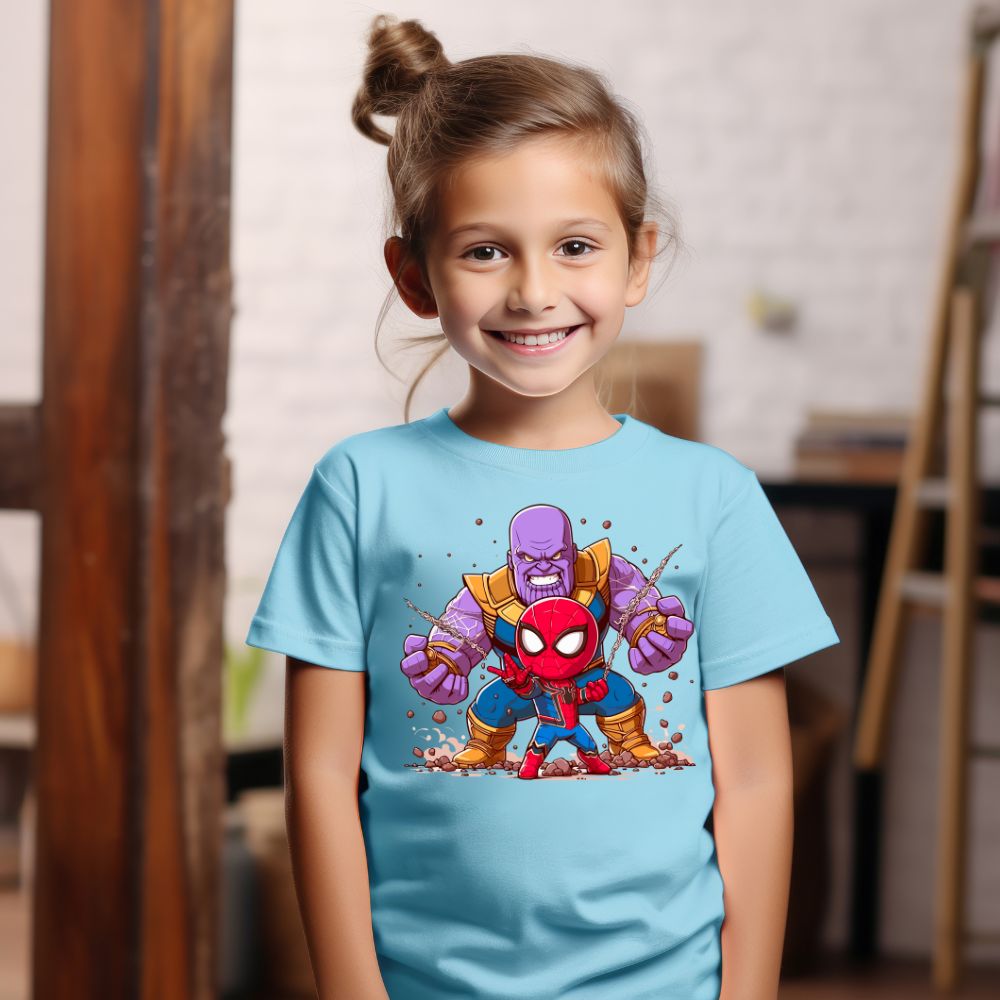 Camiseta Infanto Juvenil Personagens Super Heróis Spider vs Thanos