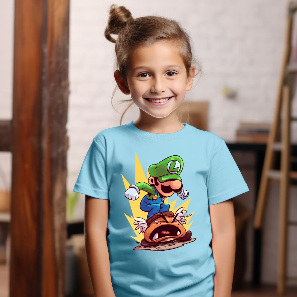 Camiseta Infanto Juvenil Personagens Super Mario Personagem Luigi