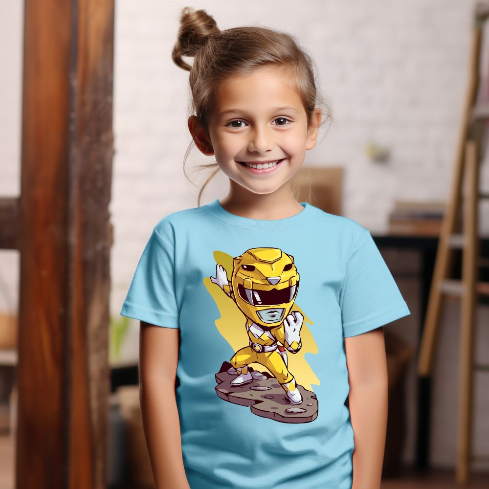 Camiseta Infanto Juvenil Personagens Power Rangers Amarelo