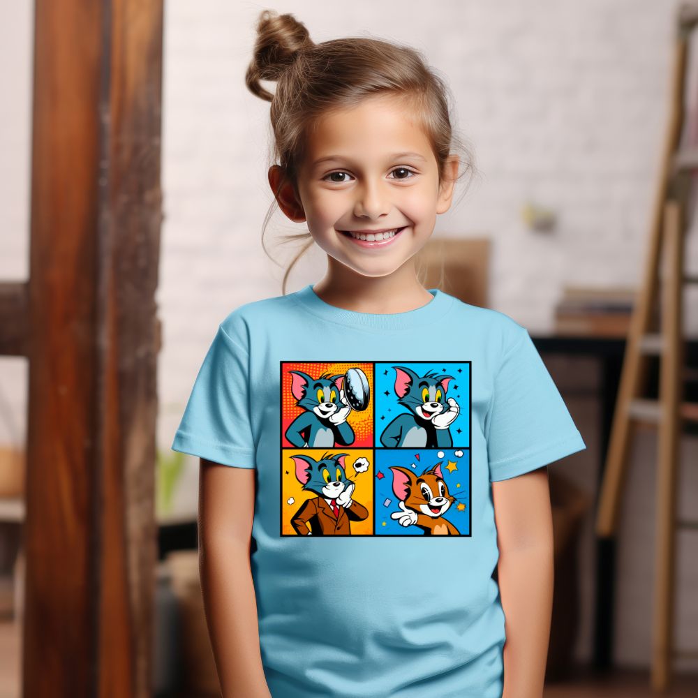 Camiseta Infanto Juvenil Personagens Tom e Jerry Desenhos Infantil