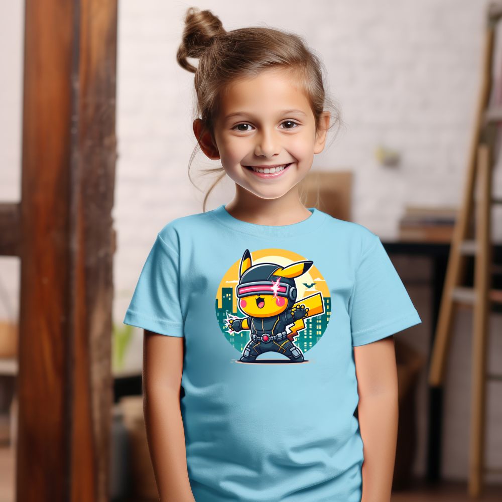 Camiseta Infanto Juvenil Personagens Pikachu Super Heróis Ciclope