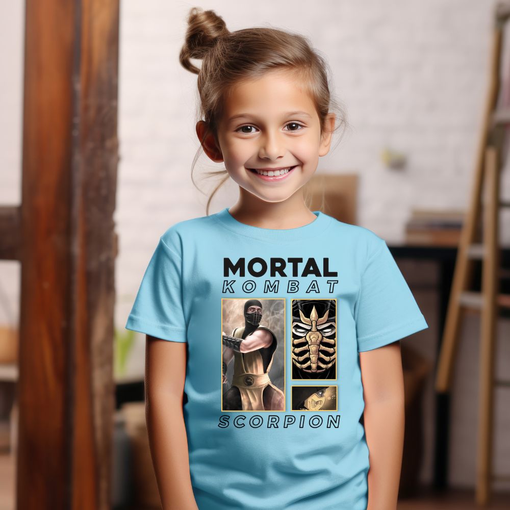 Camiseta Infanto Juvenil Personagens Jogos Games Mortal Kombat Scorpions