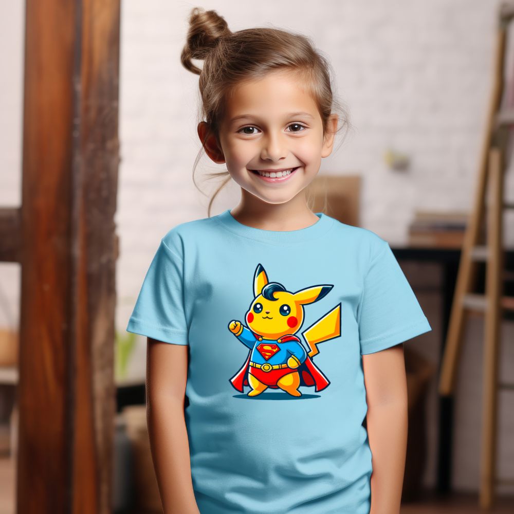 Camiseta Infanto Juvenil Personagens Pikachu Super Heróis Superman