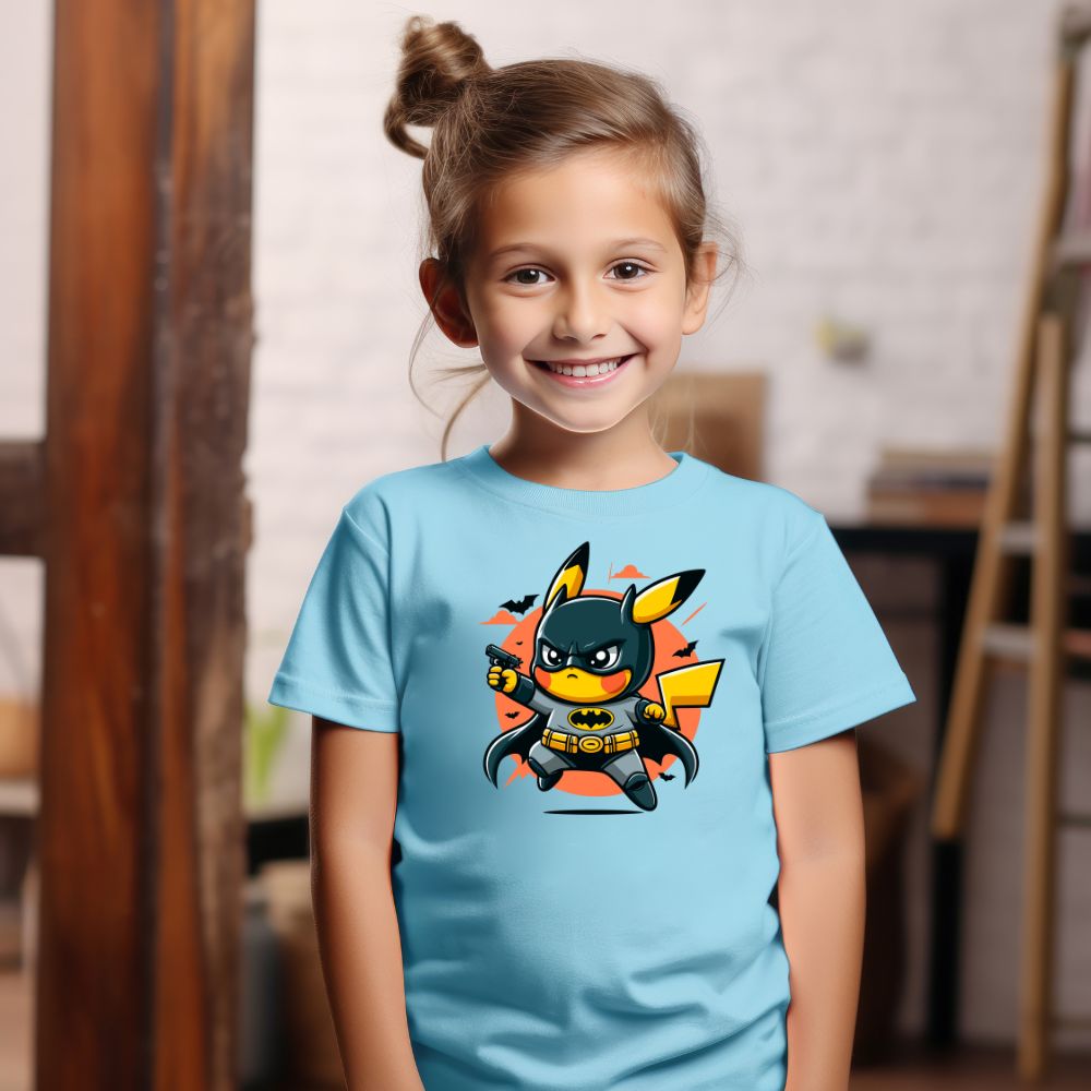 Camiseta Infanto Juvenil Personagens Pikachu Herói Batman