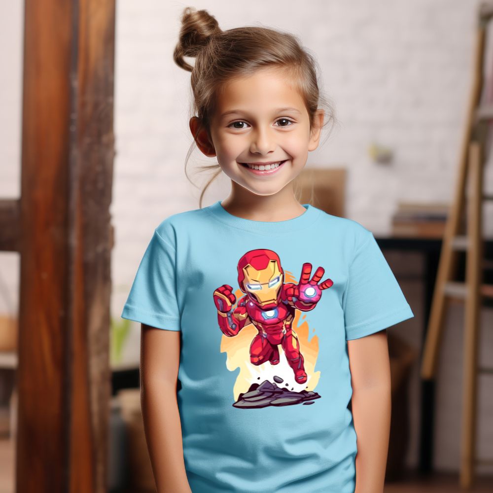 Camiseta Infanto Juvenil Personagens Super Heróis Homem de Ferro
