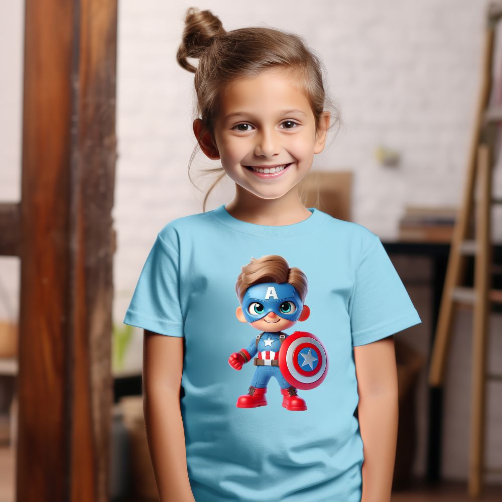Camiseta Infanto Juvenil Personagens Desenhos Capitão América Mini Herói