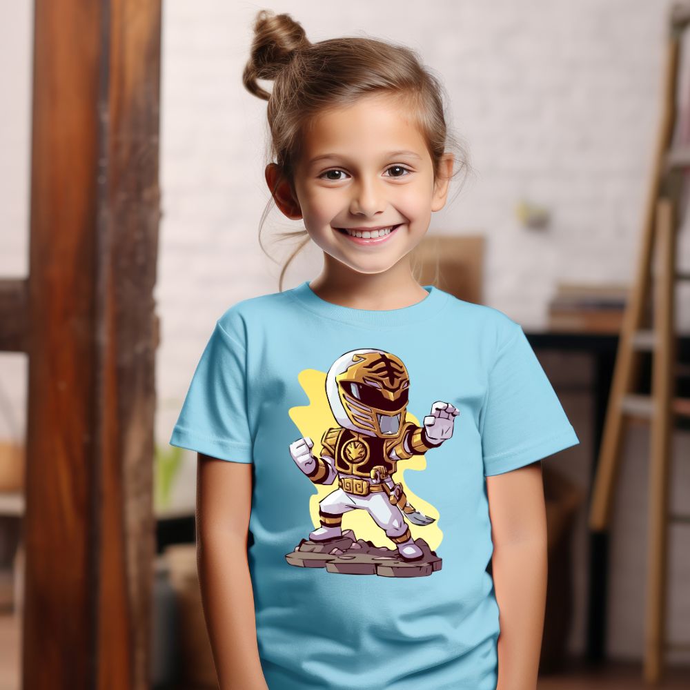 Camiseta Infanto Juvenil Personagens Power Rangers Amarelo 01