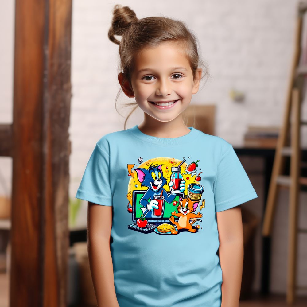Camiseta Infanto Juvenil Personagens Tom e Jerry Desenho animado