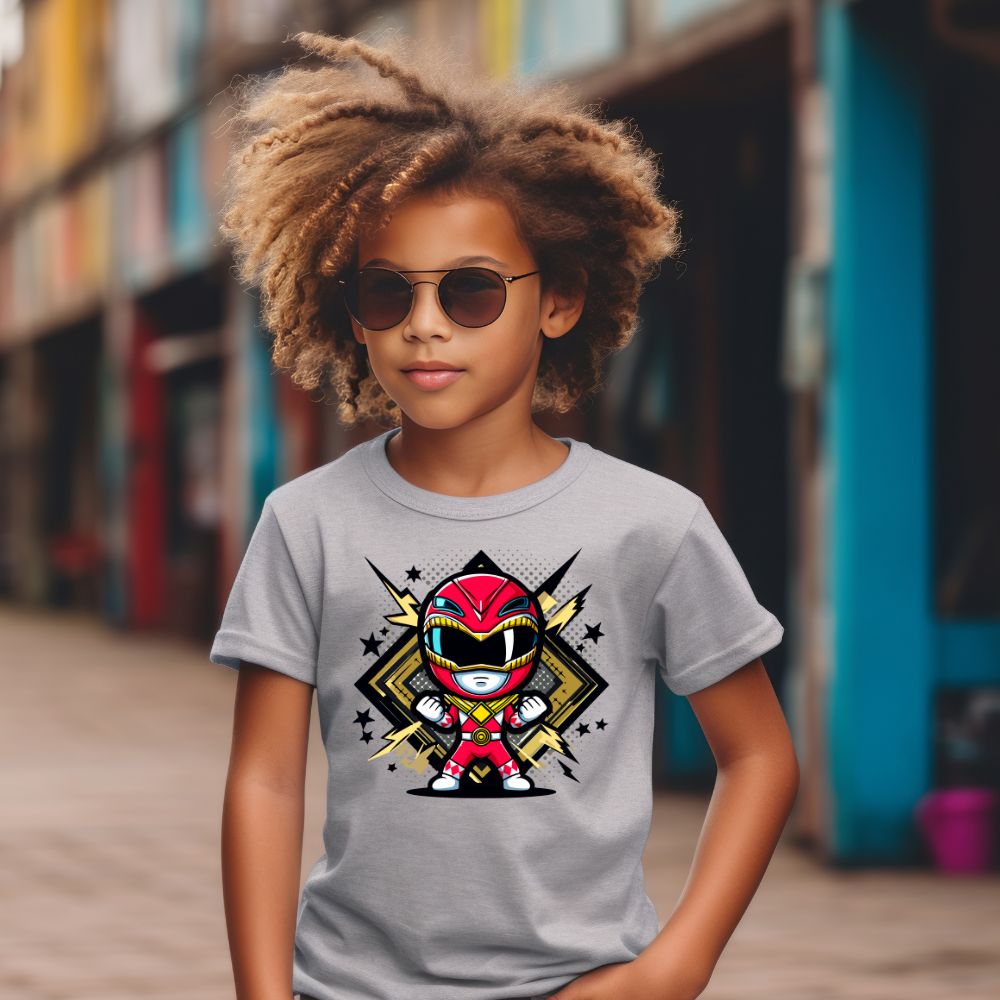 Camiseta Infanto Juvenil Personagens Power Rangers Vermelho