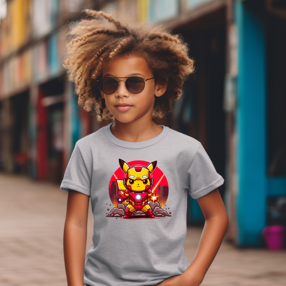 Camiseta Infanto Juvenil Personagens Pokemon Personagem Homem de Ferro