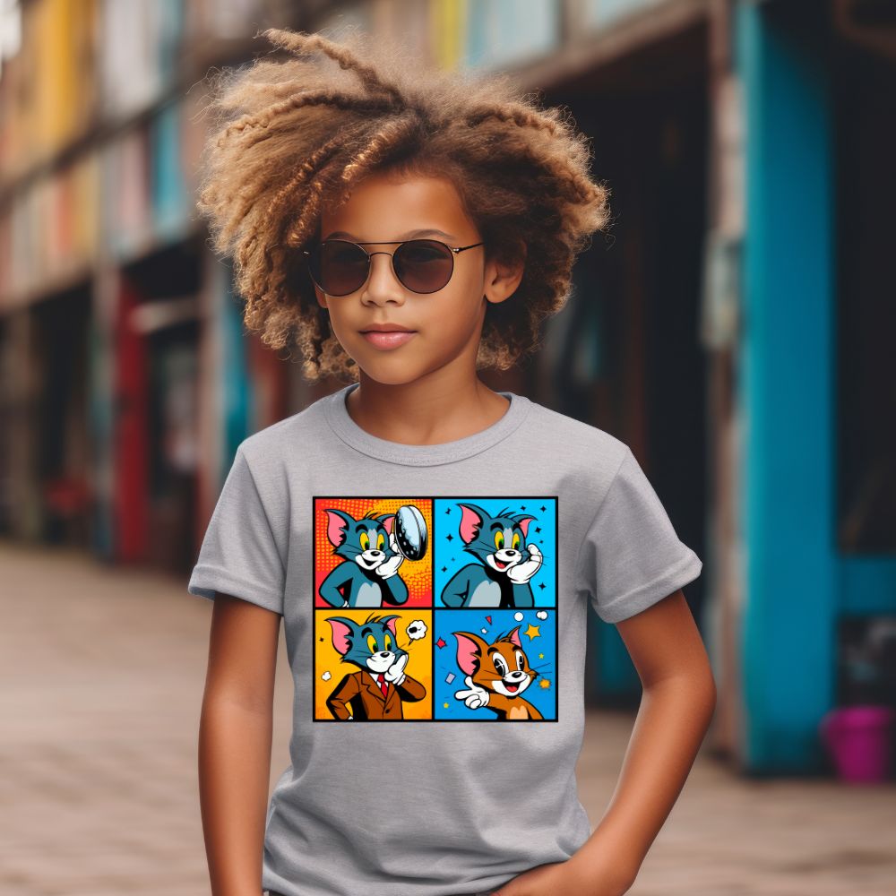 Camiseta Infanto Juvenil Personagens Tom e Jerry Desenhos Infantil