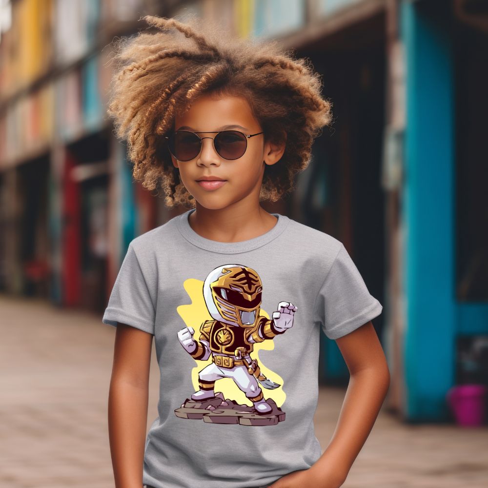 Camiseta Infanto Juvenil Personagens Power Rangers Amarelo 01