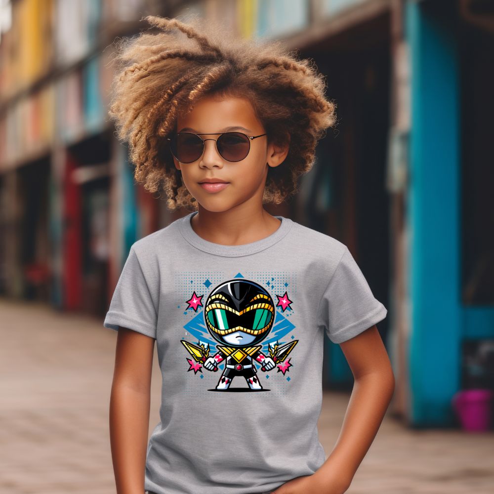 Camiseta Infanto Juvenil Personagens Power Rangers Preto