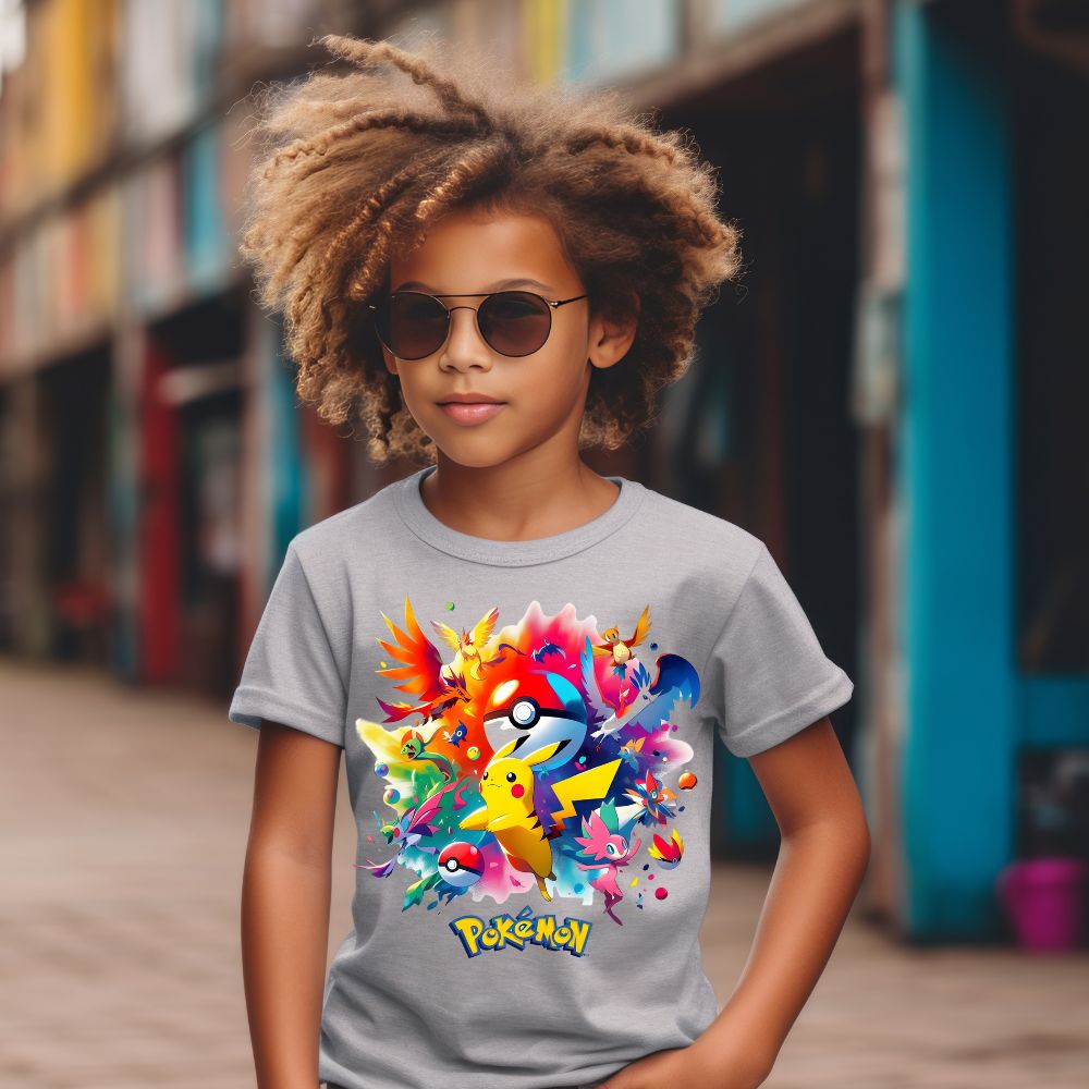 Camiseta Infanto Juvenil Personagens Pokémon Pokebola Games