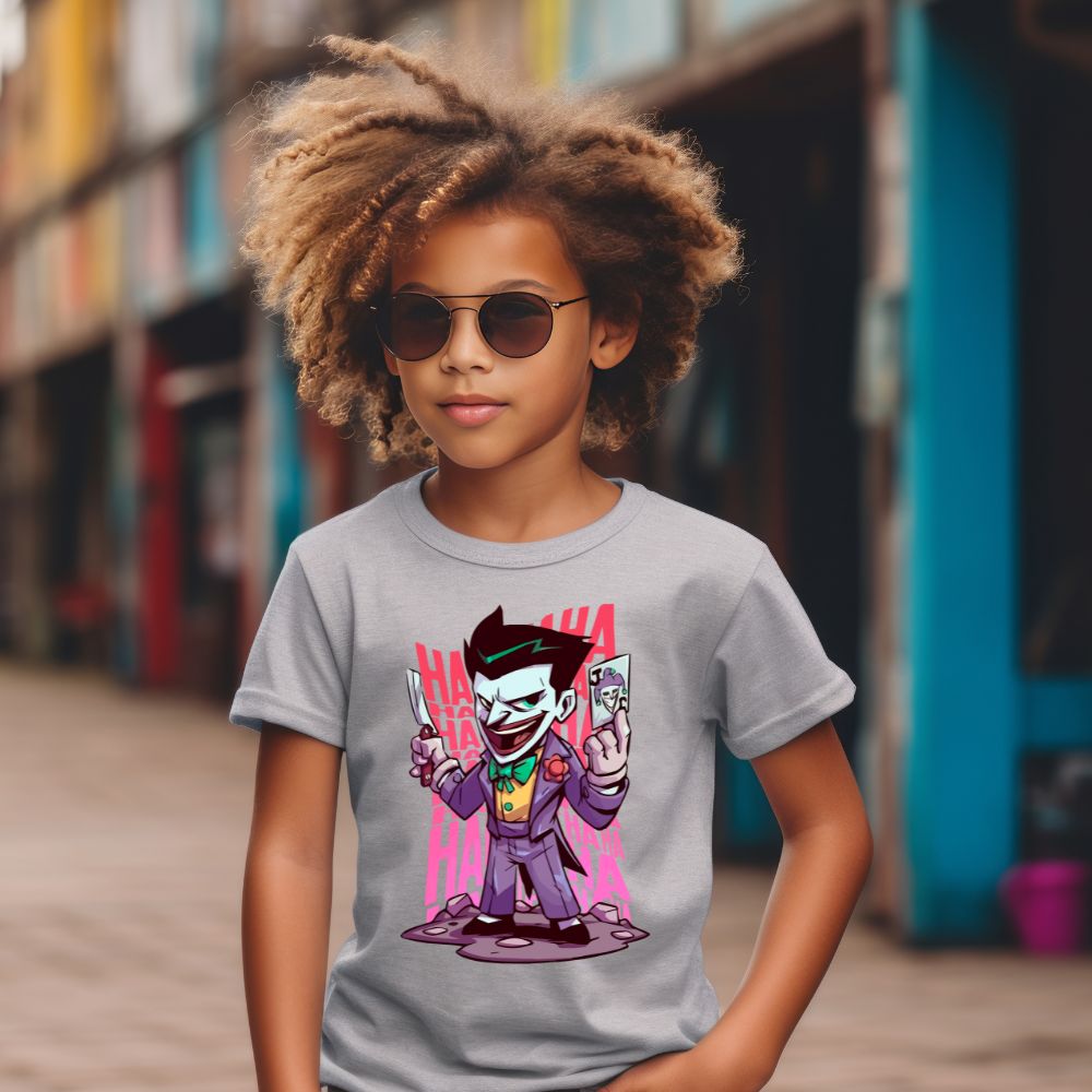 Camiseta Infanto Juvenil Personagens Super Heróis Coringa Vilão