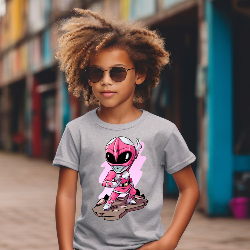 Camiseta Infanto Juvenil Personagens Power Rangers Rosa