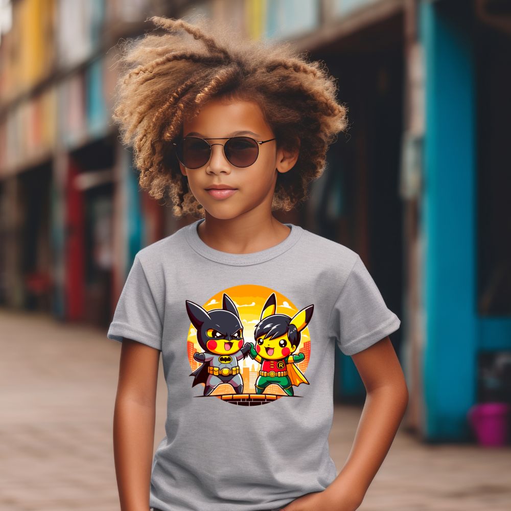 Camiseta Infanto Juvenil Personagens Pikachu Super Heróis