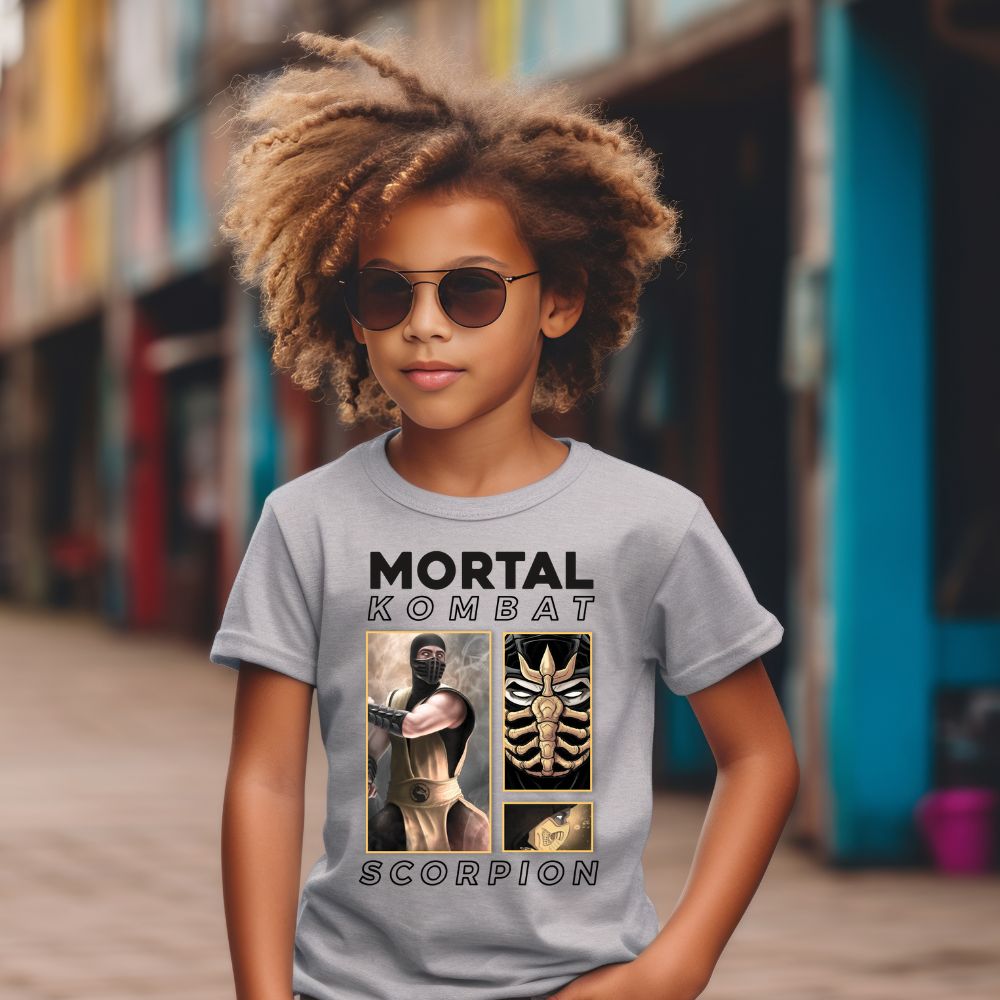 Camiseta Infanto Juvenil Personagens Jogos Games Mortal Kombat Scorpions