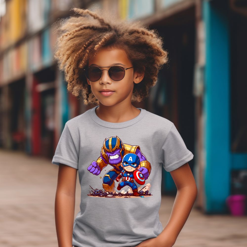 Camiseta Infanto Juvenil Personagens Thanos Super Heróis Capitão América