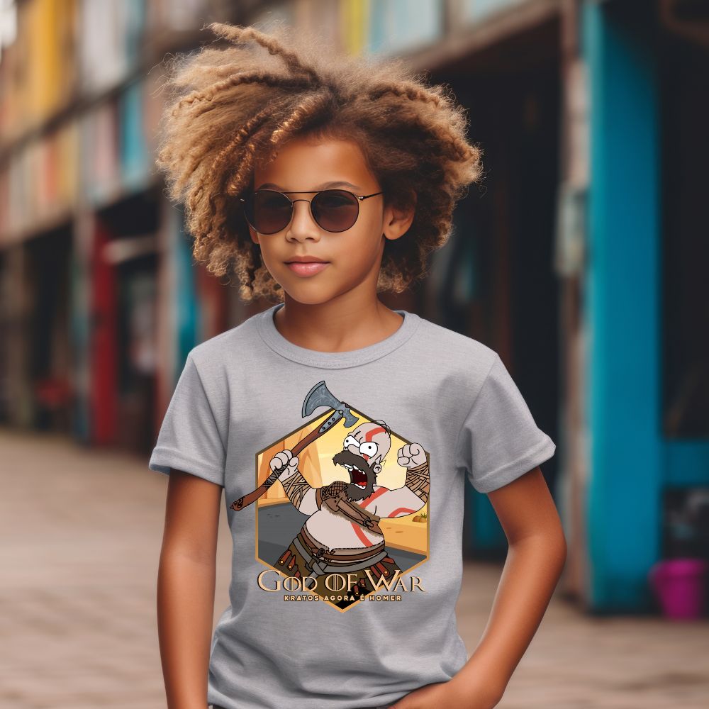 Camiseta Infanto Juvenil Personagens Simpsons Homer God of War