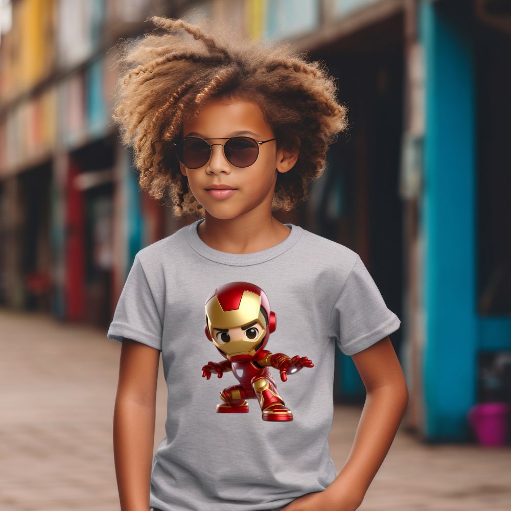 Camiseta Infanto Juvenil Personagens Homem de Ferro Mini Heróis