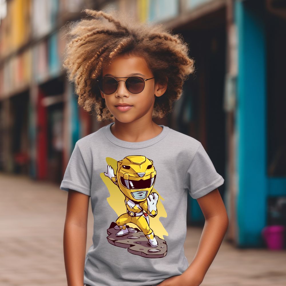 Camiseta Infanto Juvenil Personagens Power Rangers Amarelo
