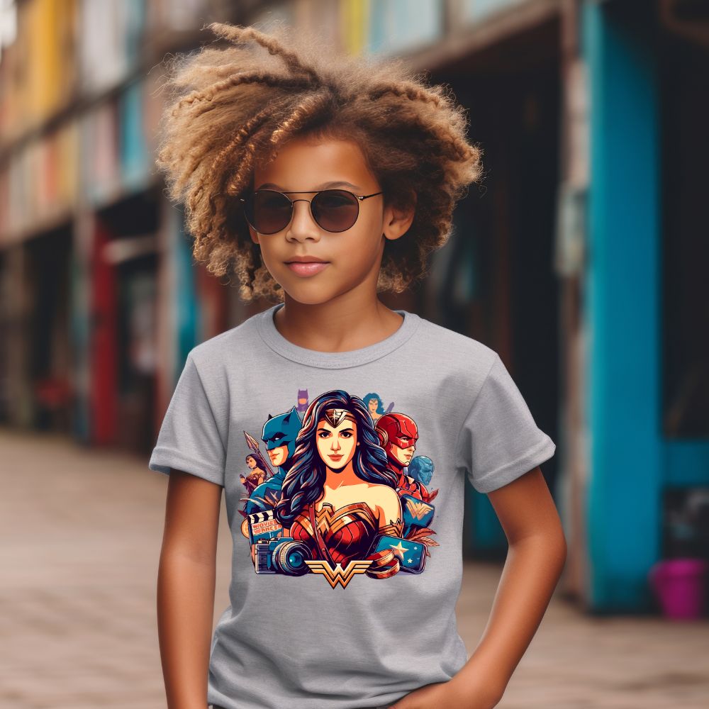Camiseta Infanto Juvenil Personagens Liga da Justiça Super Heróis
