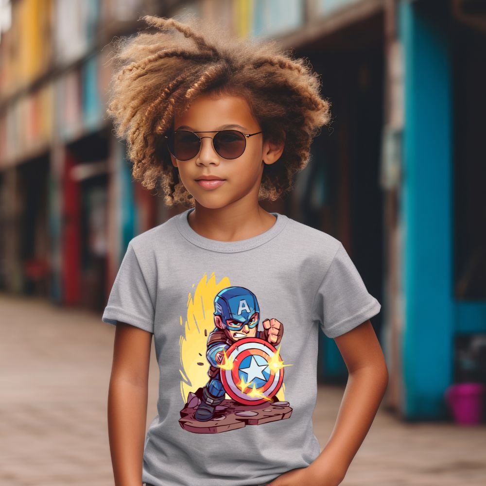 Camiseta Infanto Juvenil Personagens Super Herois Capitão América
