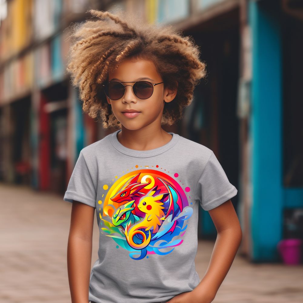 Camiseta Infanto Juvenil Personagens Pikachu Pokémon Vintage