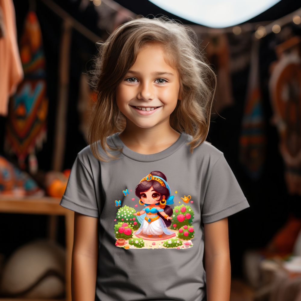 Camiseta Infanto Juvenil Personagens Princesa Jasmine Aladdin
