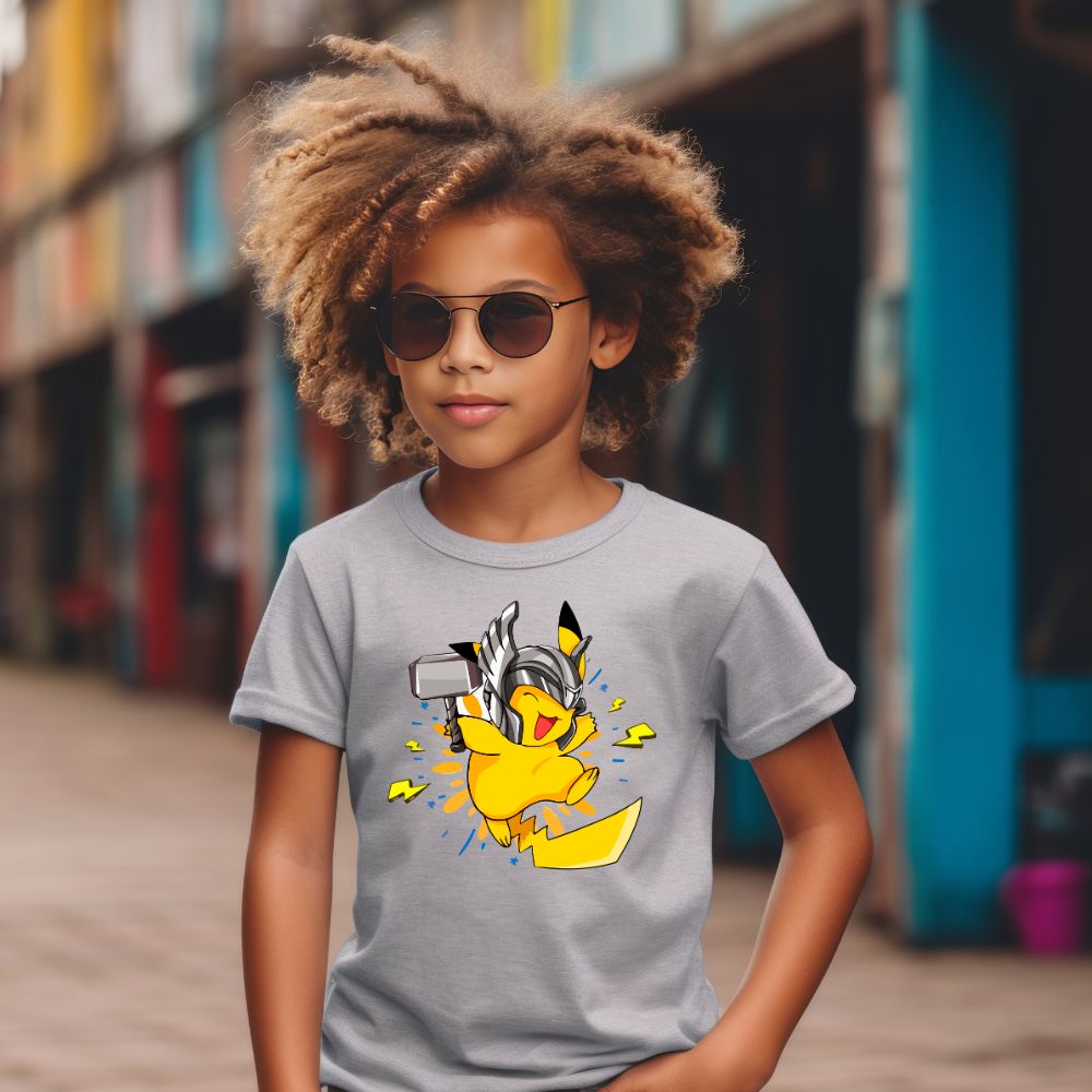 Camiseta Infanto Juvenil Personagens Pikachu Super Heróis 04